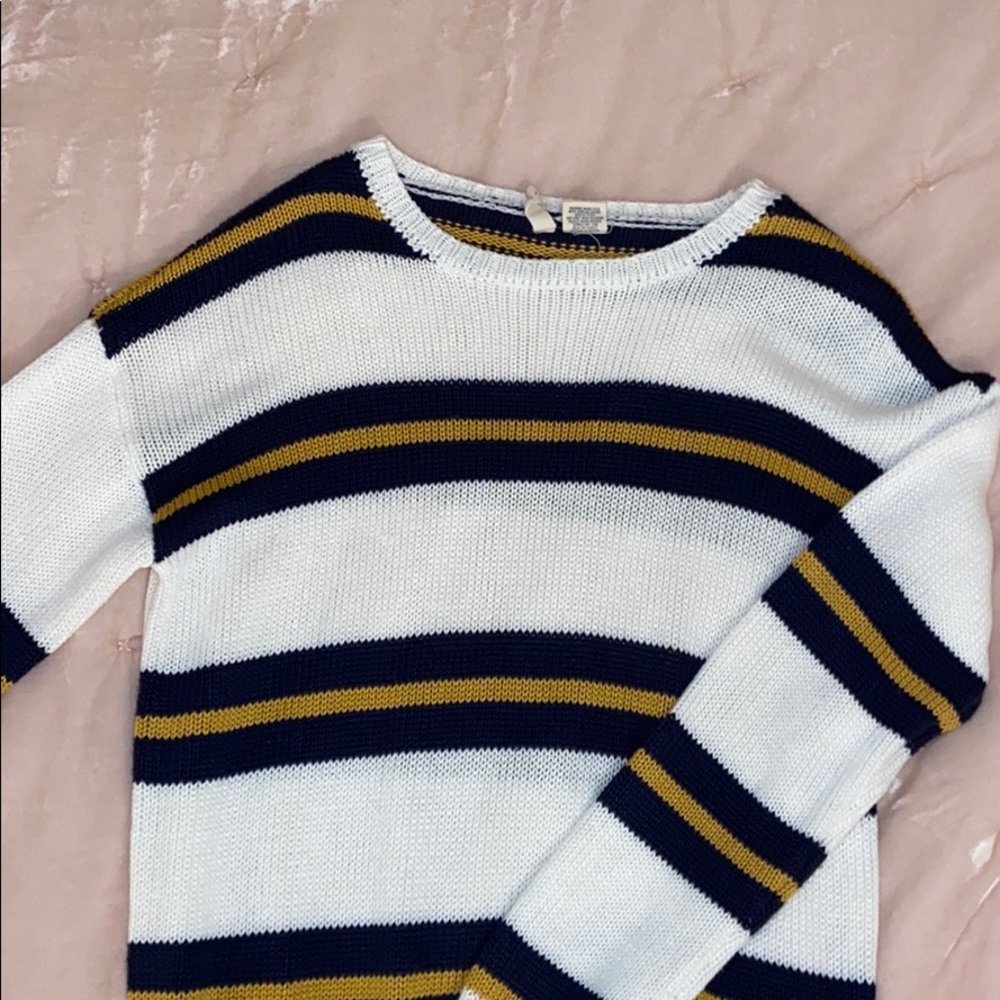 white stripped sweater